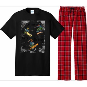 Skateboarding Cartoon Skeleton Grunge Vibe Out Here Living Cute Gift Pajama Set