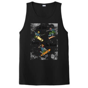 Skateboarding Cartoon Skeleton Grunge Vibe Out Here Living Cute Gift PosiCharge Competitor Tank