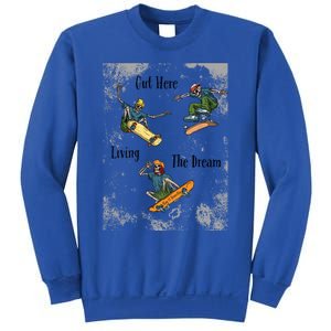 Skateboarding Cartoon Skeleton Grunge Vibe Out Here Living Cute Gift Sweatshirt