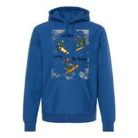 Skateboarding Cartoon Skeleton Grunge Vibe Out Here Living Cute Gift Premium Hoodie