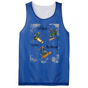 Skateboarding Cartoon Skeleton Grunge Vibe Out Here Living Cute Gift Mesh Reversible Basketball Jersey Tank