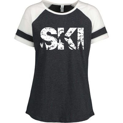 Ski Cool Skiing Style Alpine Skier Gift Enza Ladies Jersey Colorblock Tee