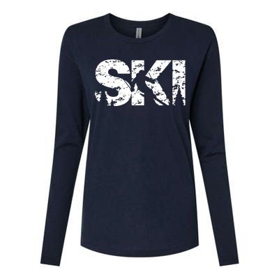 Ski Cool Skiing Style Alpine Skier Gift Womens Cotton Relaxed Long Sleeve T-Shirt