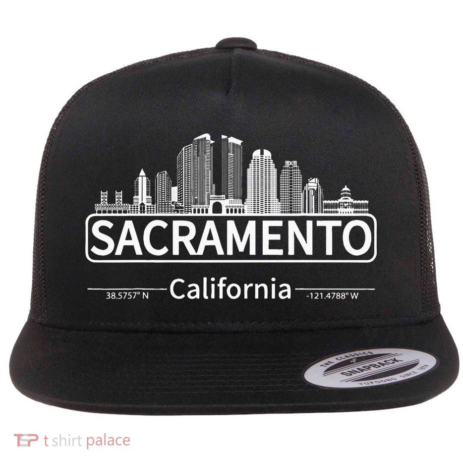 Sacramento California Skyline Travel To Sacramento Flatbill Hat