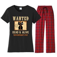 Schroedinger's Cat Science Graphic Wanted Dead & Alive Quote Women's Flannel Pajama Set