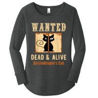 Schroedinger's Cat Science Graphic Wanted Dead & Alive Quote Women's Perfect Tri Tunic Long Sleeve Shirt