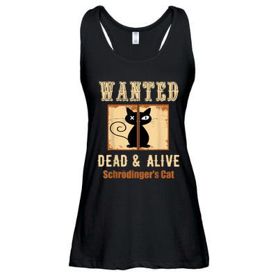 Schroedinger's Cat Science Graphic Wanted Dead & Alive Quote Ladies Essential Flowy Tank