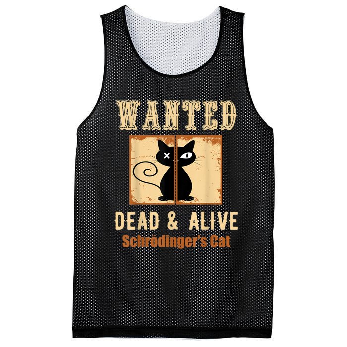 Schroedinger's Cat Science Graphic Wanted Dead & Alive Quote Mesh Reversible Basketball Jersey Tank