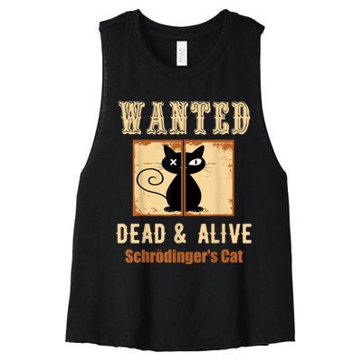 Schroedinger's Cat Science Graphic Wanted Dead & Alive Quote Women's Racerback Cropped Tank