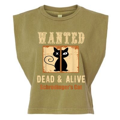 Schroedinger's Cat Science Graphic Wanted Dead & Alive Quote Garment-Dyed Women's Muscle Tee