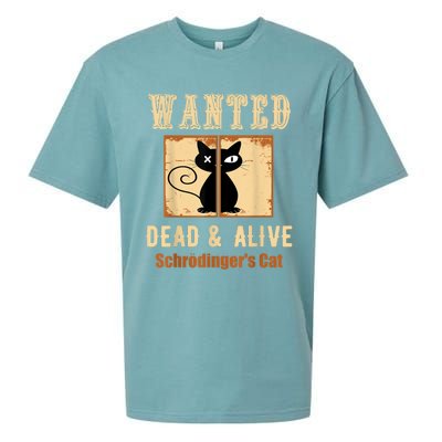 Schroedinger's Cat Science Graphic Wanted Dead & Alive Quote Sueded Cloud Jersey T-Shirt