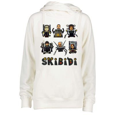 Skibiditoilet Costume Speaker Man Camera Man Tv Man Womens Funnel Neck Pullover Hood