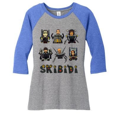 Skibiditoilet Costume Speaker Man Camera Man Tv Man Women's Tri-Blend 3/4-Sleeve Raglan Shirt