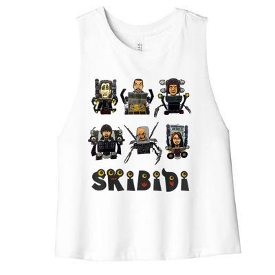 Skibiditoilet Costume Speaker Man Camera Man Tv Man Women's Racerback Cropped Tank