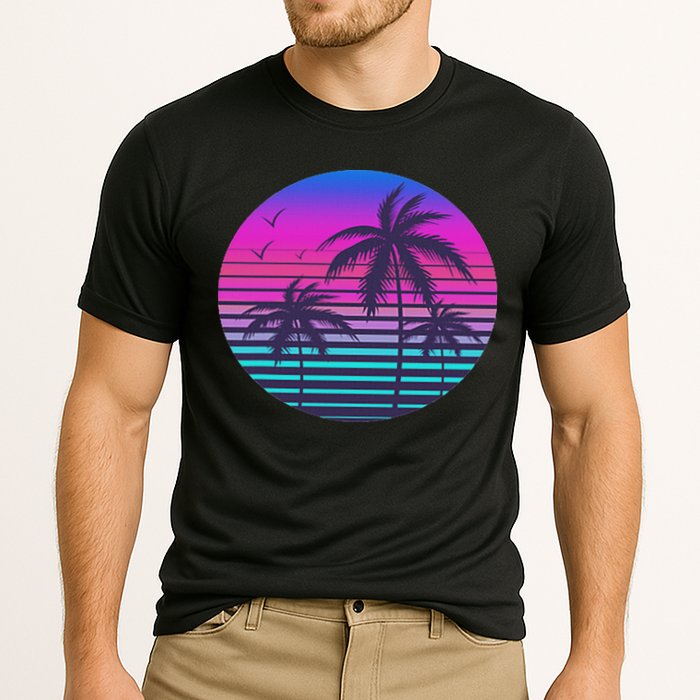 Sunset Cool Summer Vacation Women Beach Palm Tree Cooling Performance Crew T-Shirt