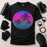 Sunset Cool Summer Vacation Women Beach Palm Tree Cooling Performance Crew T-Shirt