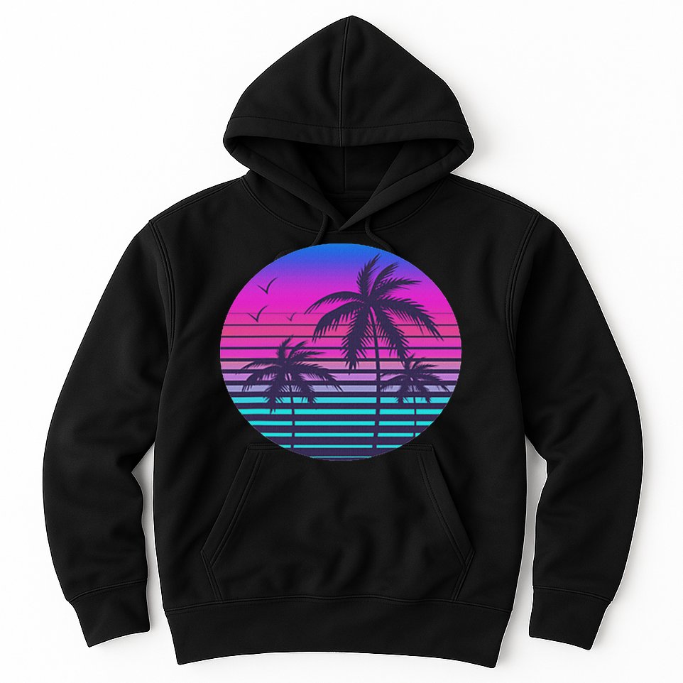 Sunset Cool Summer Vacation Women Beach Palm Tree Hoodie