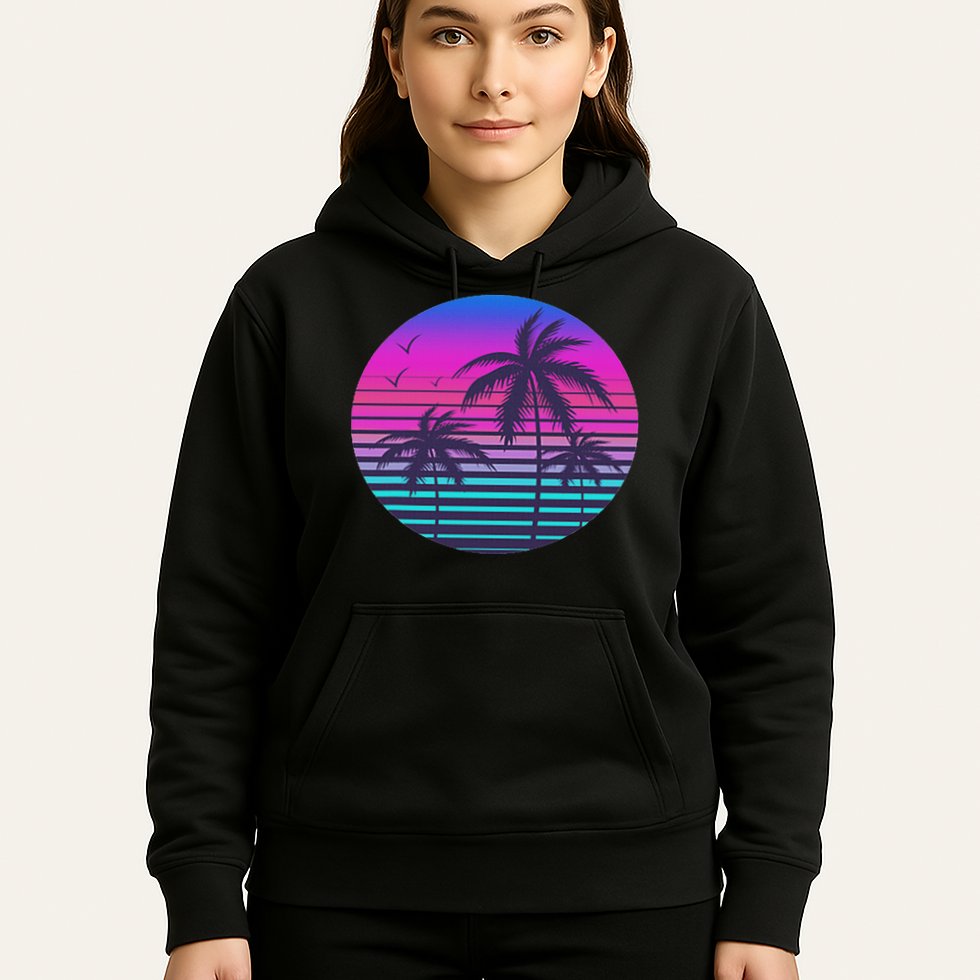 Sunset Cool Summer Vacation Women Beach Palm Tree Hoodie