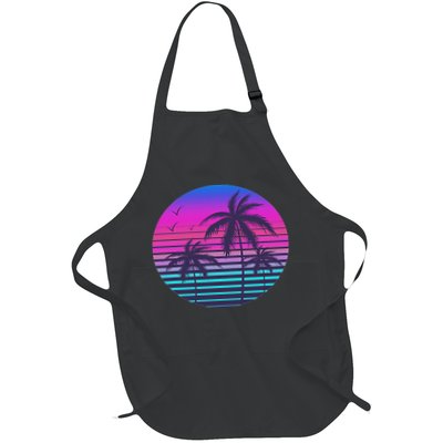 Sunset Cool Summer Vacation Women Beach Palm Tree Apron