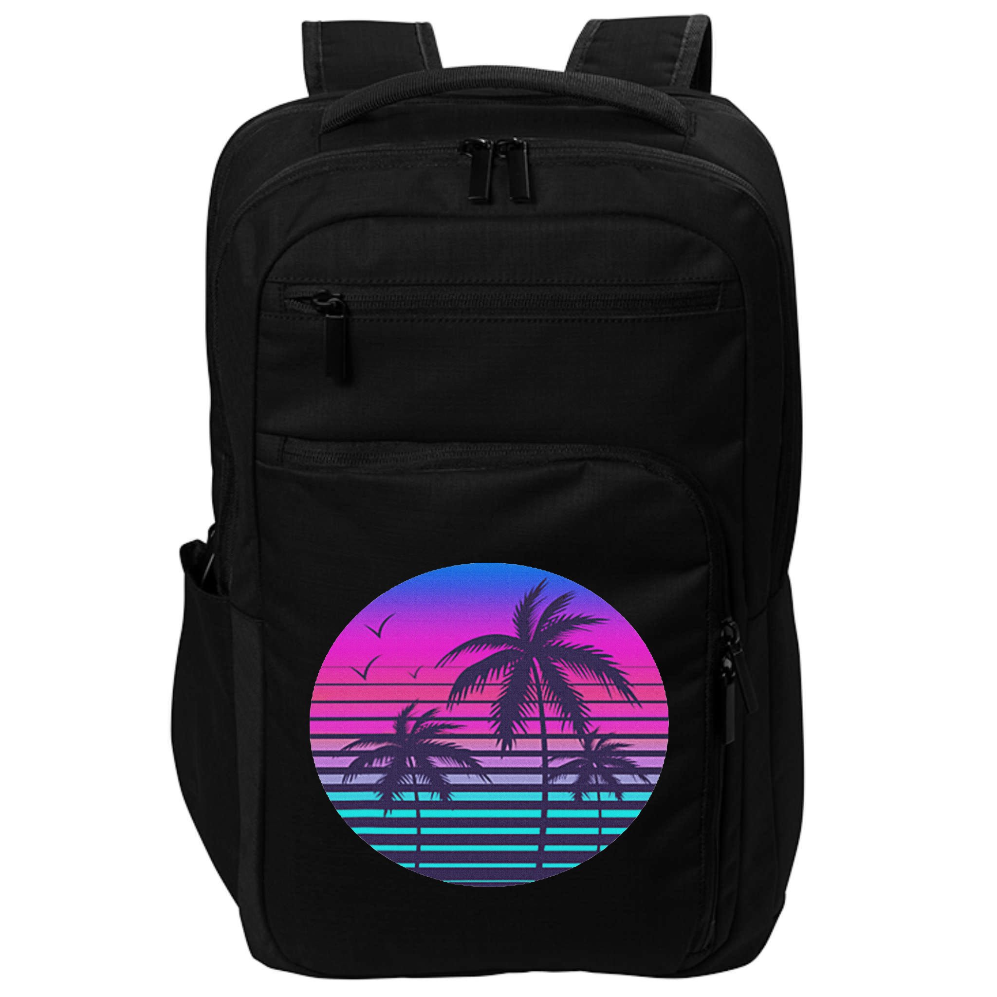 Sunset Cool Summer Vacation Women Beach Palm Tree Impact Tech Backpack