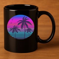 Sunset Cool Summer Vacation Women Beach Palm Tree 11oz C Handle Ceramic Mug