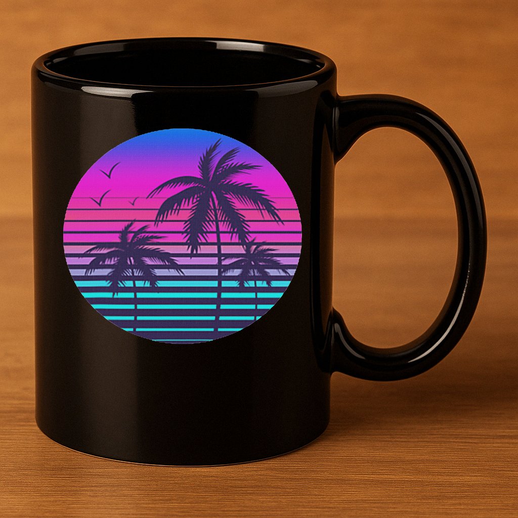 Sunset Cool Summer Vacation Women Beach Palm Tree 11oz C Handle Ceramic Mug