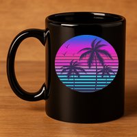Sunset Cool Summer Vacation Women Beach Palm Tree 11oz C Handle Ceramic Mug