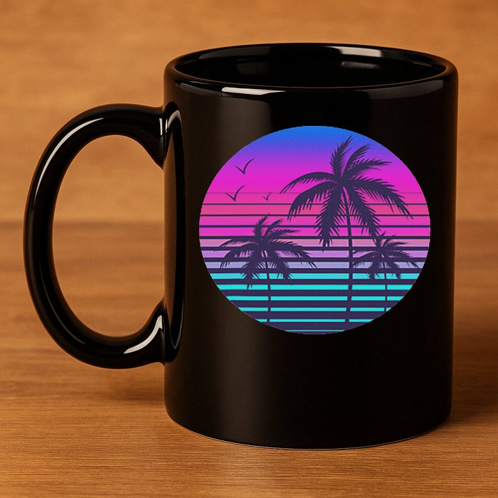 Sunset Cool Summer Vacation Women Beach Palm Tree 11oz C Handle Ceramic Mug