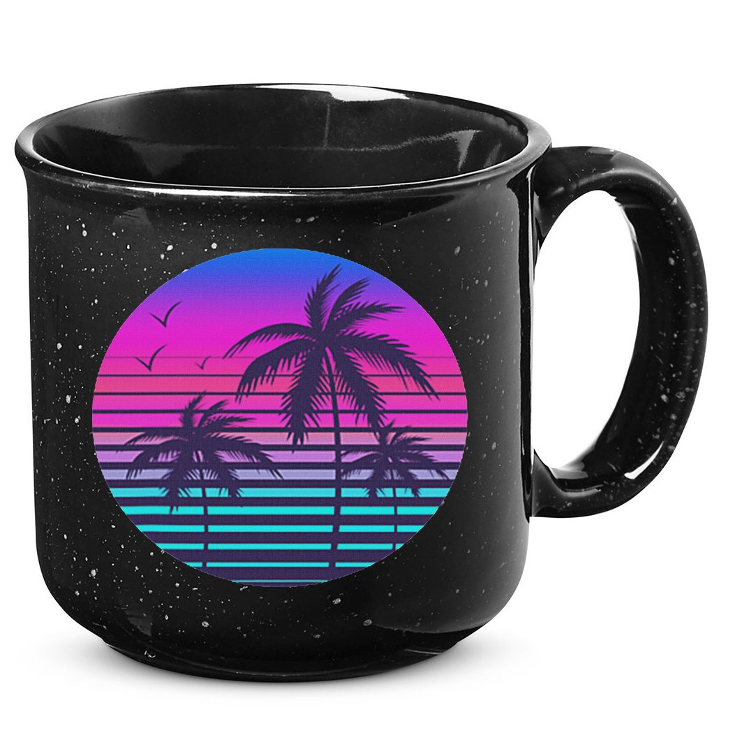 Sunset Cool Summer Vacation Women Beach Palm Tree 15oz Campfire Ceramic Mug