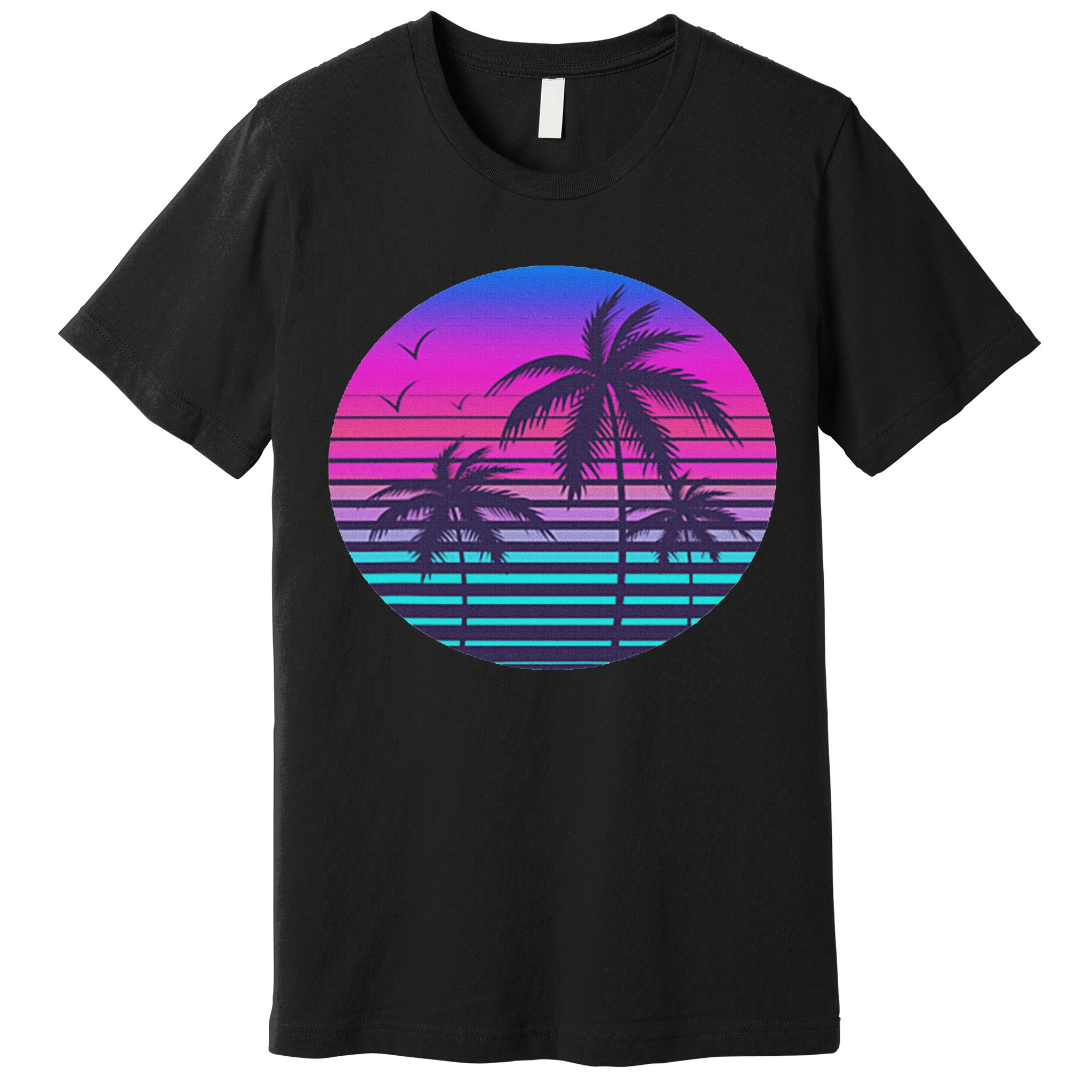 Sunset Cool Summer Vacation Women Beach Palm Tree Premium T-Shirt