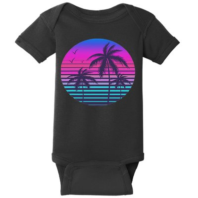 Sunset Cool Summer Vacation Women Beach Palm Tree Baby Bodysuit