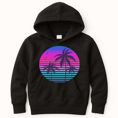 Sunset Cool Summer Vacation Women Beach Palm Tree Kids Hoodie
