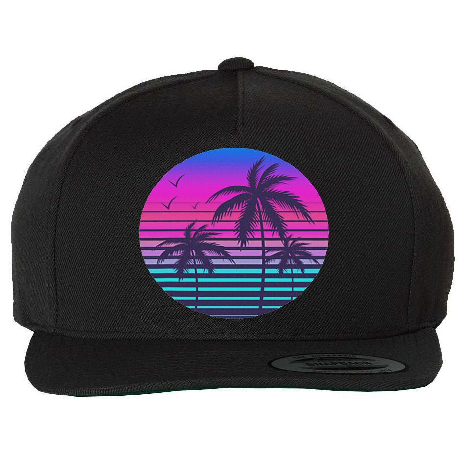 Sunset Cool Summer Vacation Women Beach Palm Tree Wool Snapback Cap