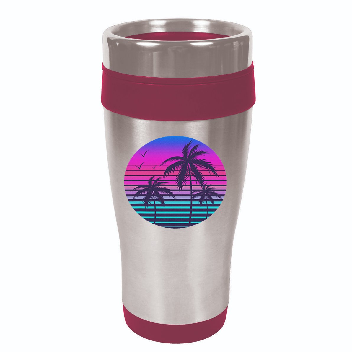 Sunset Cool Summer Vacation Women Beach Palm Tree 16oz Travel Tumbler