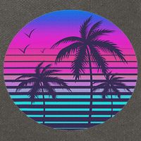 Sunset Cool Summer Vacation Women Beach Palm Tree Cotton Canvas Backpack