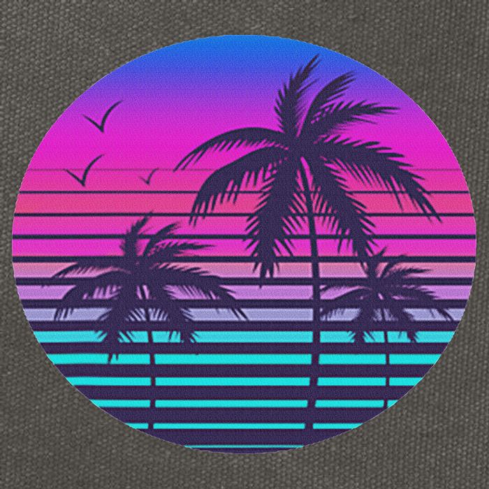 Sunset Cool Summer Vacation Women Beach Palm Tree Cotton Canvas Backpack