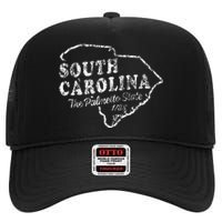 South Carolina Sc Vintage Graphic Palmetto State High Crown Mesh Back Trucker Hat