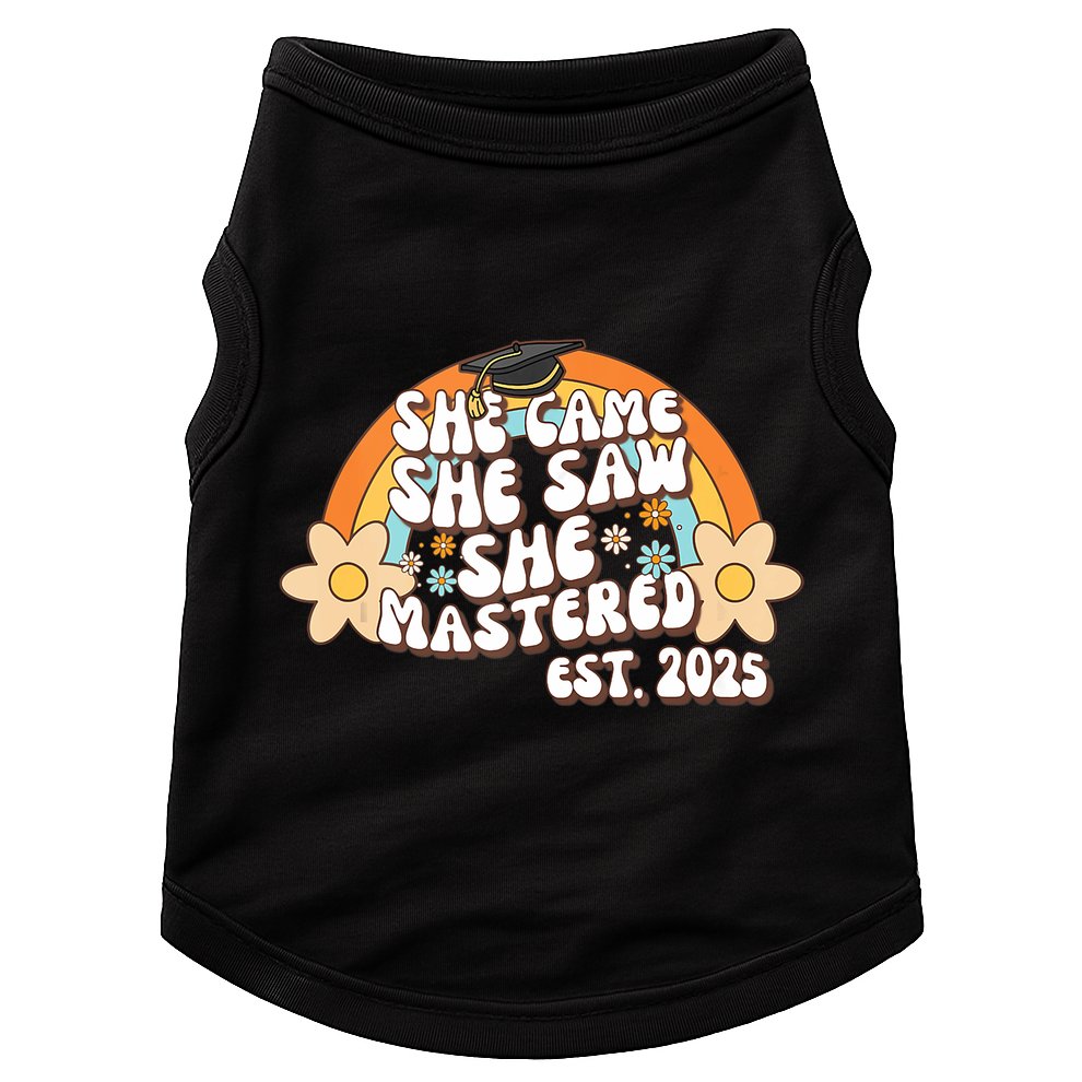 She Came She Saw She Mastered Master's Degree 2025 Graduate Doggie Tank