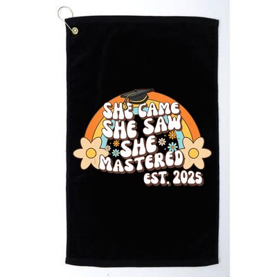 She Came She Saw She Mastered Master's Degree 2025 Graduate Golf Towel