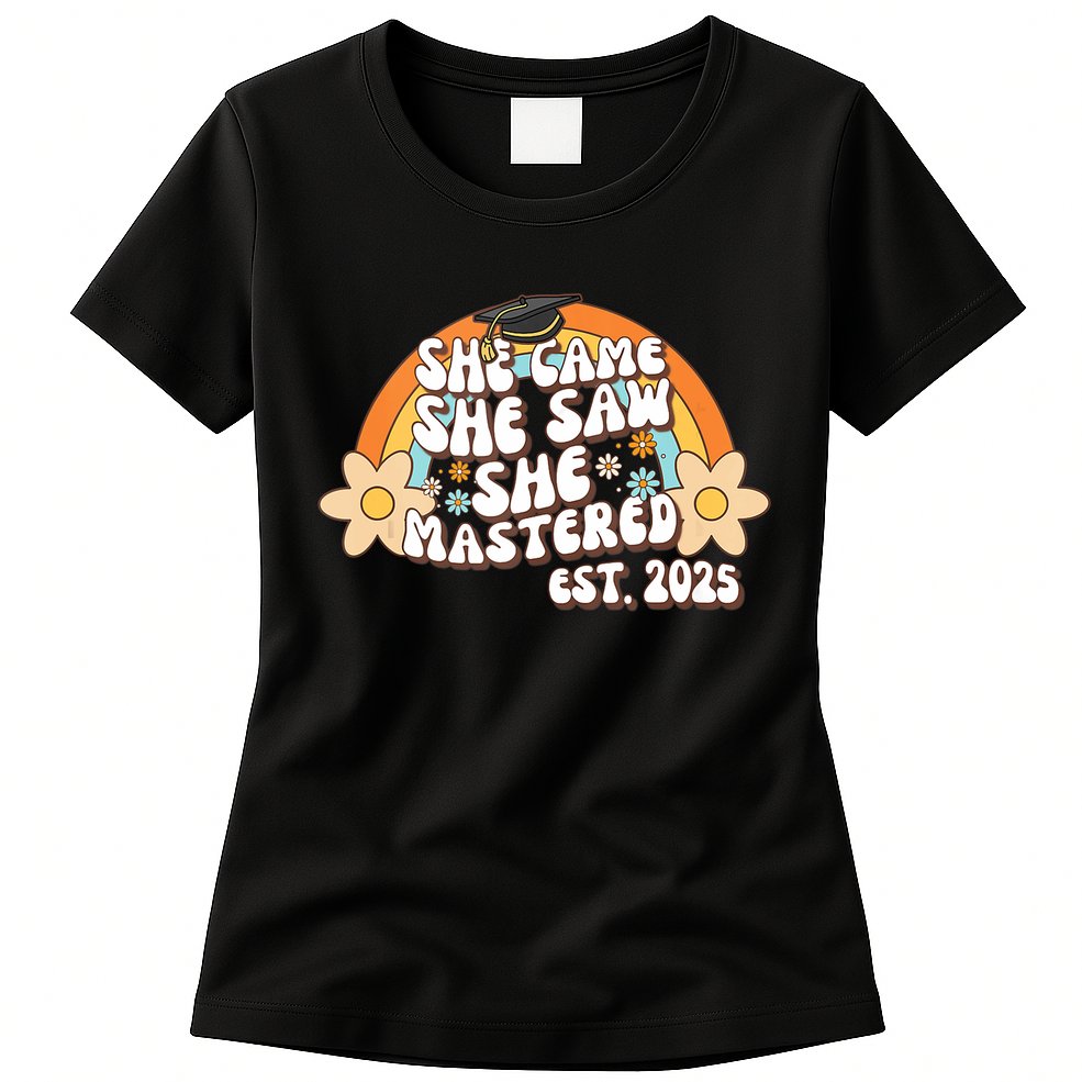 She Came She Saw She Mastered Master's Degree 2025 Graduate Womens T-Shirt