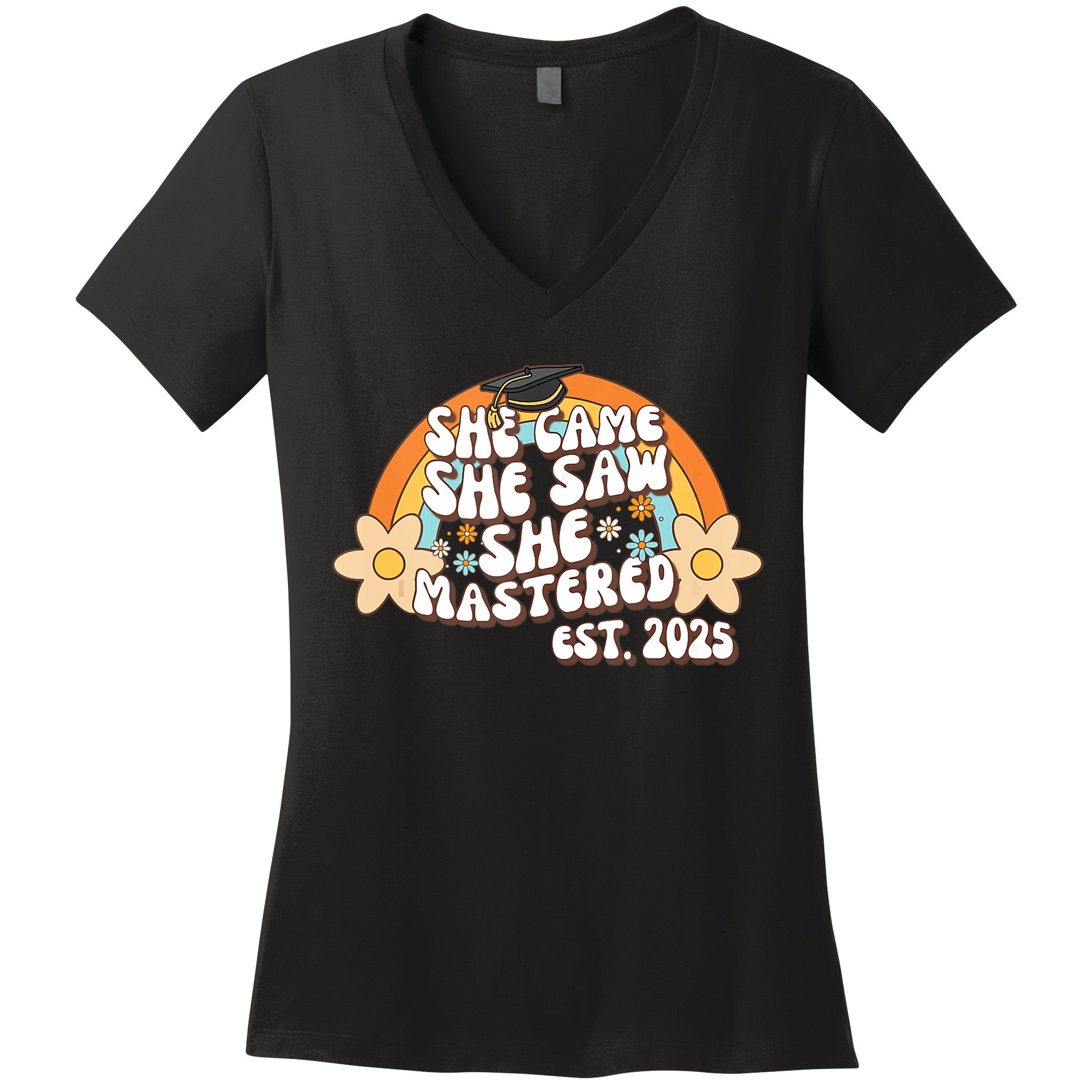 She Came She Saw She Mastered Master's Degree 2025 Graduate Women's V-Neck T-Shirt