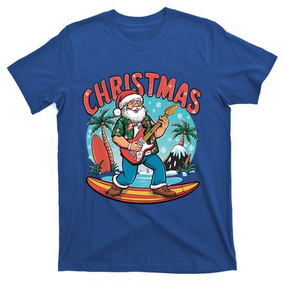 Santa Christmas Summer Vacation Funny Santa Guitar Rock Surf Meaningful Gift T-Shirt