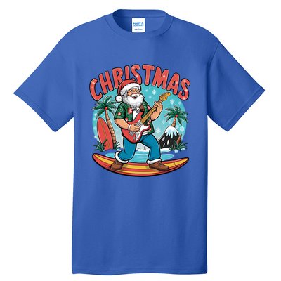 Santa Christmas Summer Vacation Funny Santa Guitar Rock Surf Meaningful Gift Tall T-Shirt