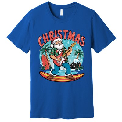 Santa Christmas Summer Vacation Funny Santa Guitar Rock Surf Meaningful Gift Premium T-Shirt