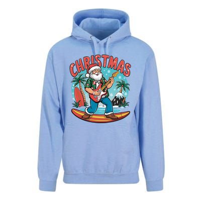 Santa Christmas Summer Vacation Funny Santa Guitar Rock Surf Meaningful Gift Unisex Surf Hoodie