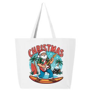 Santa Christmas Summer Vacation Funny Santa Guitar Rock Surf Meaningful Gift 25L Jumbo Tote