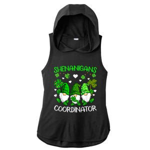 Shenanigans Coordinator St Patricks Day Green Gnomes Lovers Ladies PosiCharge Tri-Blend Wicking Draft Hoodie Tank