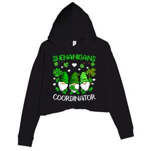 Shenanigans Coordinator St Patricks Day Green Gnomes Lovers Crop Fleece Hoodie