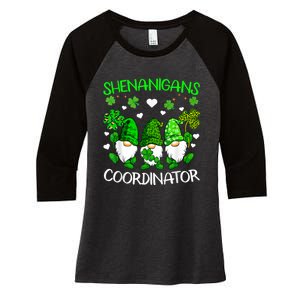 Shenanigans Coordinator St Patricks Day Green Gnomes Lovers Women's Tri-Blend 3/4-Sleeve Raglan Shirt