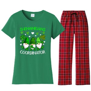 Shenanigans Coordinator St Patricks Day Green Gnomes Lovers Women's Flannel Pajama Set